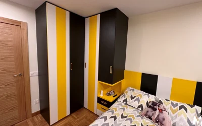 Dormitorio juvenil en tres colores con tirador embutido